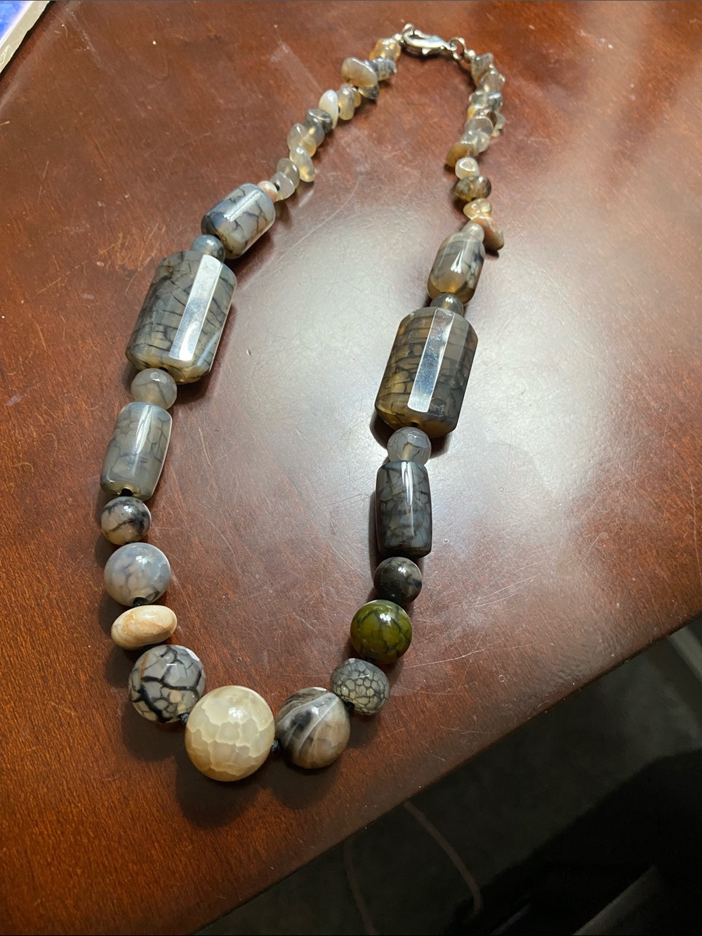 Beaded Agate Statement Necklace in Earth Tones